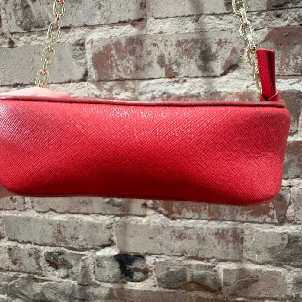 Tory Burch Emerson Red Saffiano Leather Camera Crossbody Bag Gold Chain Strap - Picture 5 of 6